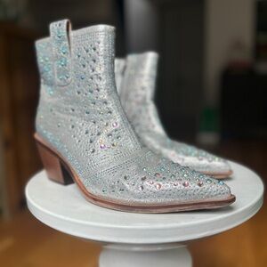 Rhinestone silver cowboy boots